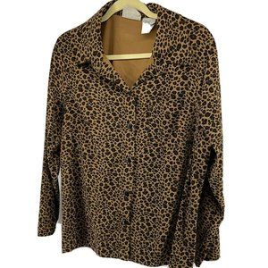 Studio Ease Womans Animal Print Button‎ Front Blouse Size 14W
